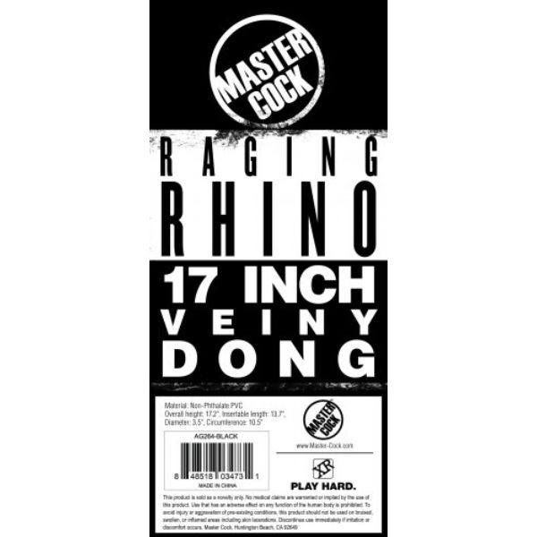Raging Rhino 17-inch Master Cock dildo by Luvland, detailed silicone texture, realistic shape, and vibrant color.