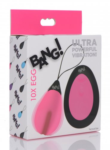 XR Bang Ultra Powerful Rechargeable Egg Vibrator in pink, compact sex toy with smooth surface and discreet design.