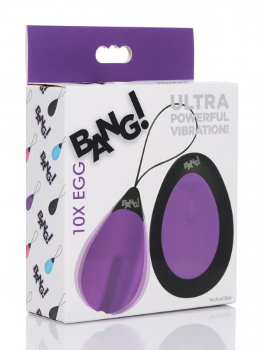 XR Bang Ultra Powerful Rechargeable Egg Purple sex toy with smooth surface and compact design, shown in purple color.