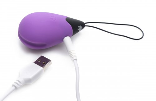 XR Bang Ultra Powerful Rechargeable Egg in purple, compact personal massager with sleek design and control buttons.