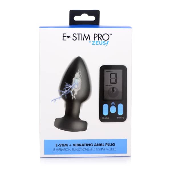 Luvland Zeus E-Stim Pro vibrating anal plug with textured surface and control buttons, designed for adult anal stimulation.