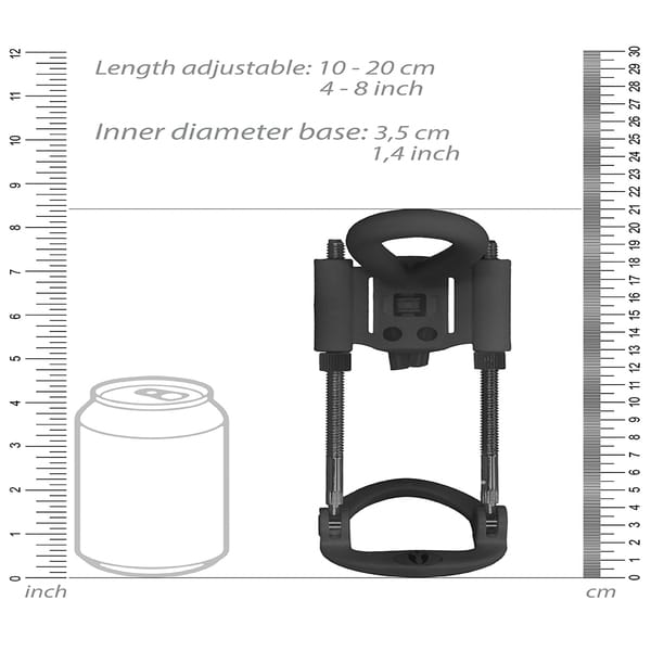 Black penis extender from Luvland with textured design, shown on a white background with close-up detail.