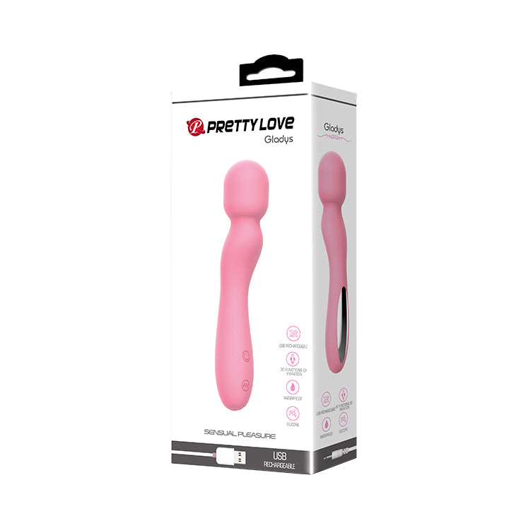 Pretty Love Gladys 30-function body wand with ergonomic handle and smooth silicone surface for versatile personal use.