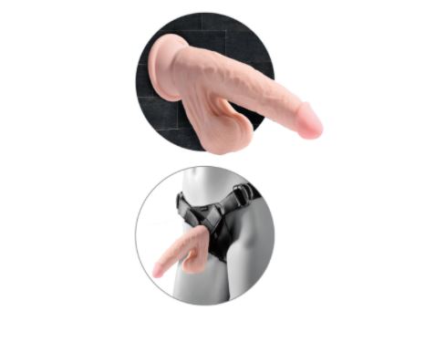Pipedream King Cock Plus 6-inch triple density dildo with swinging balls, realistic skin texture and detailed design.