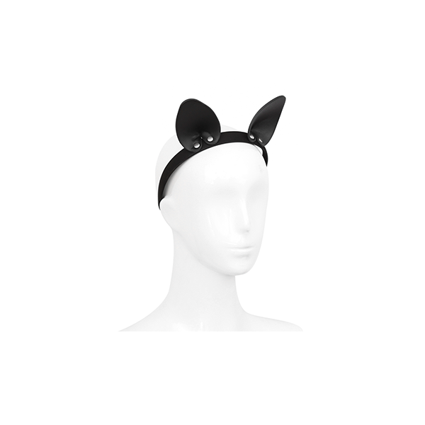 Black panda ears headband by Ideal Leather, featuring soft plush fabric and cute panda ear design for costume or accessory use.