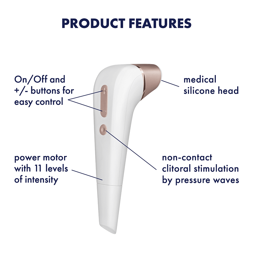 Satisfyer Number 2, a compact personal air pressure vibrator with ergonomic design and soft silicone surface.