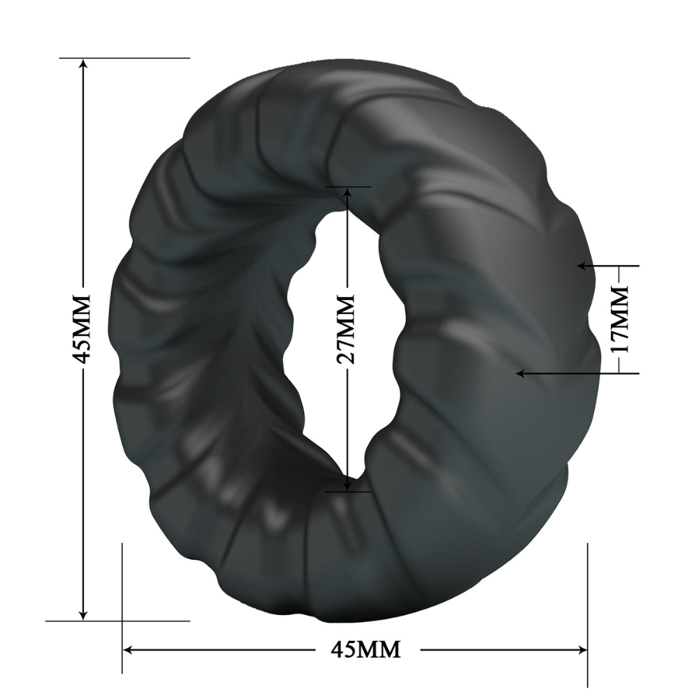 Black Crazy Bull Jeriko cockring by Luvland, showcasing a smooth, stretchy silicone ring for enhanced intimacy and comfort.