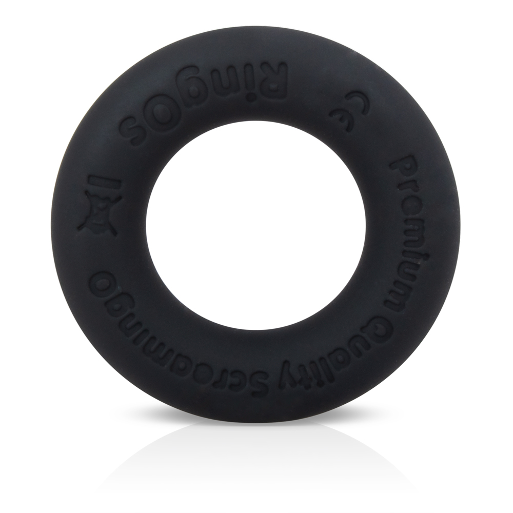 Screaming O RingO Ritz vibrating ring with sleek black silicone design and textured exterior for enhanced pleasure.