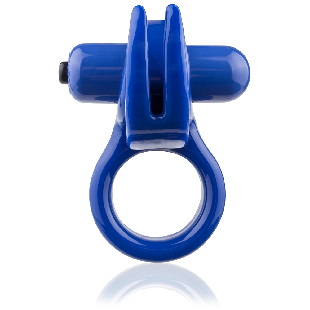 Blue Screaming O Orny Vibe Ring, a silicone personal pleasure ring with textured design, shown on a white background.