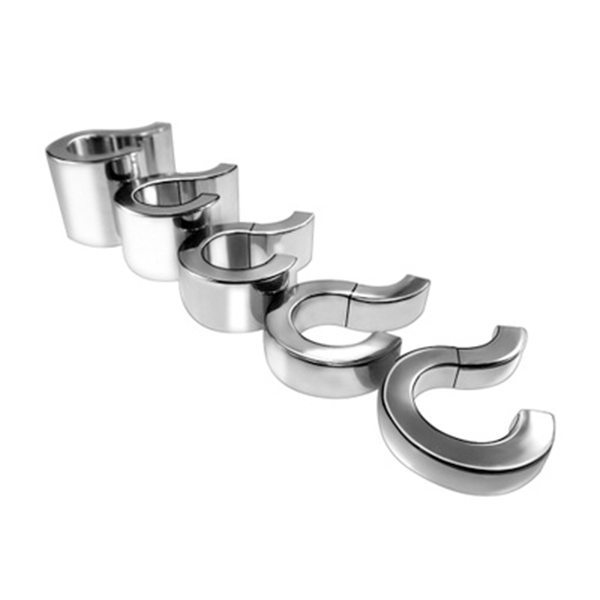 Funny Steel magnetic cock ring, 20mm thick, made of stainless steel, shown in a close-up image highlighting its smooth, polished surface.