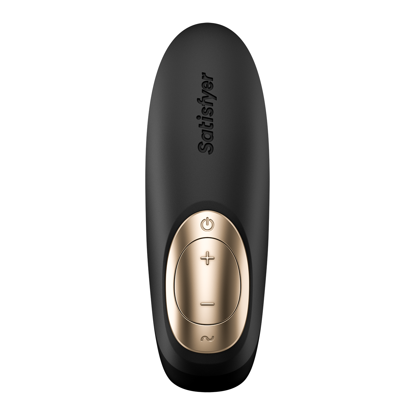 Black Satisfyer Pro 4 Couples vibrator with replaceable battery, featuring sleek design and air pulse technology for shared pleasure.