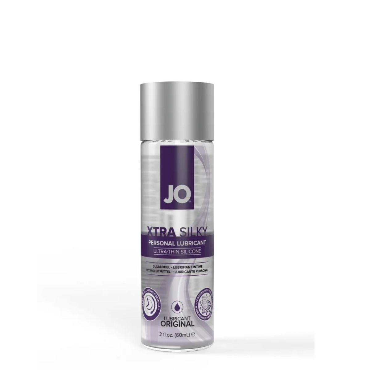 System Jo Xtra Silky Silicone-Based Lubricant in 60ml bottle, smooth and silky texture, ideal for long-lasting lubrication.