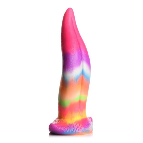 XR Creature Cocks Unicorn Kiss dildo, a glow-in-the-dark unicorn-shaped silicone sex toy for adult pleasure.