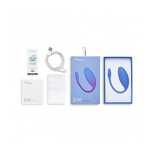 Luvland We Vibe Jive wearable vibrator in sleek design, shown on a flat surface with the product packaging visible.