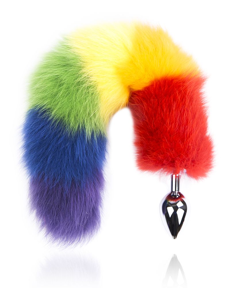 45cm Tail With Metal Butt Plug Rainbow