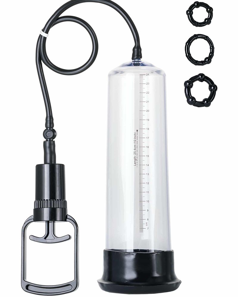 A Toys Finger Grip Vacuum Pump 27.5cm/10.8″ Cock Ring Set Included