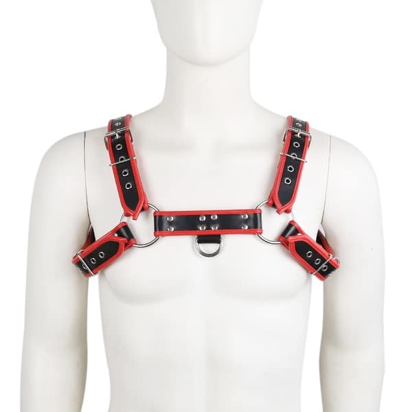 4 Strap Mens Harness Black And Red
