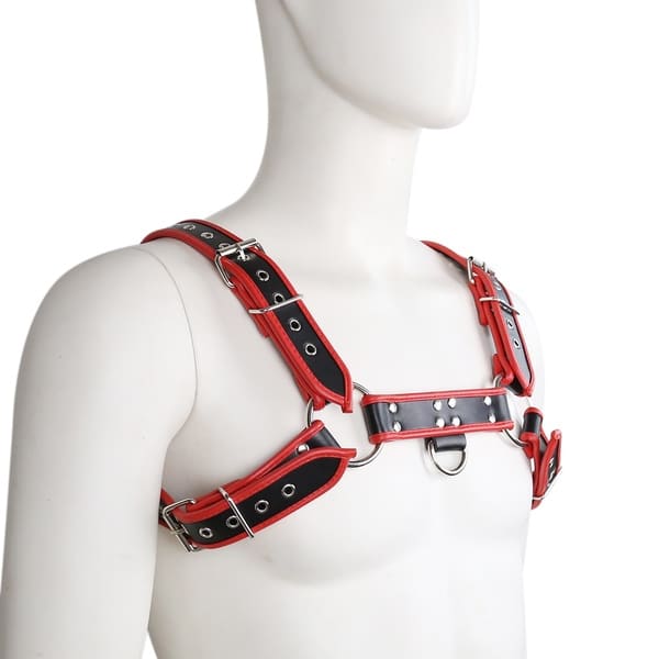 4 Strap Mens Harness Black And Red
