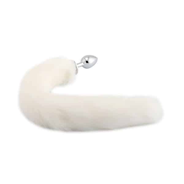 46cm Tail With Metal Butt Plug White