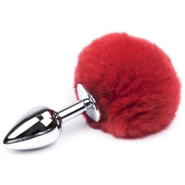 Alive Metal Anal Fluffy Plug M Red